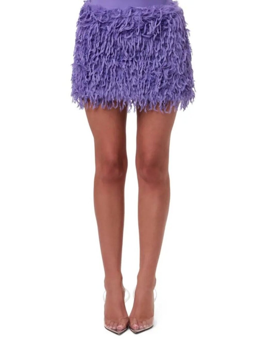 Naked Wardrobe Lavender Faux Feather Mini Skirt Women's Size Medium NWT! - Picture 1 of 5